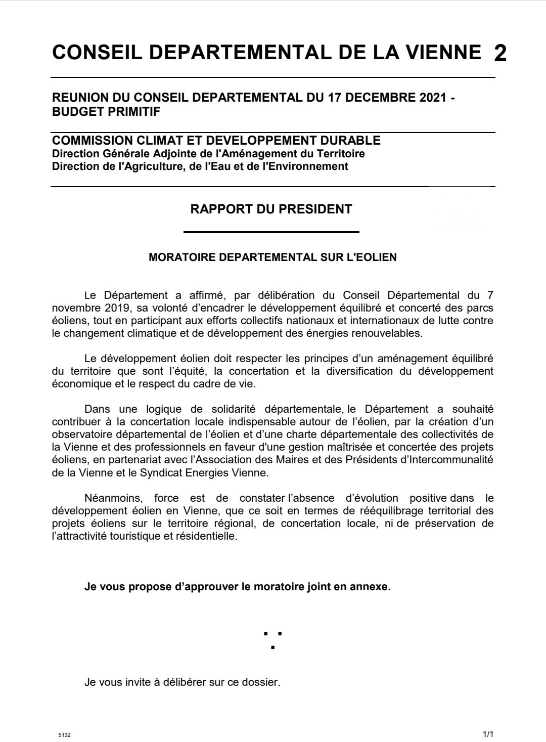 RAPPORT DU PRESIDENT