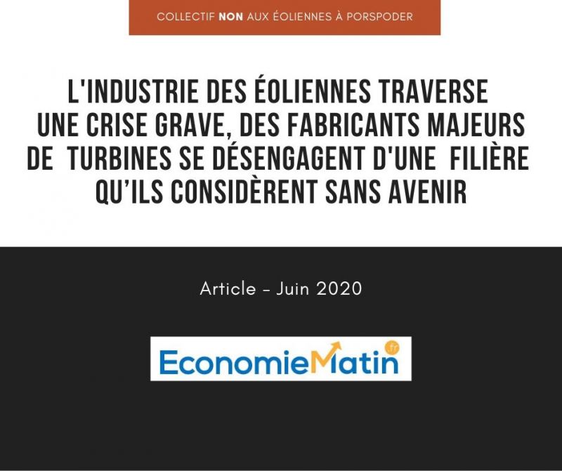 l'industrie des éoliennes traverse une crise grave